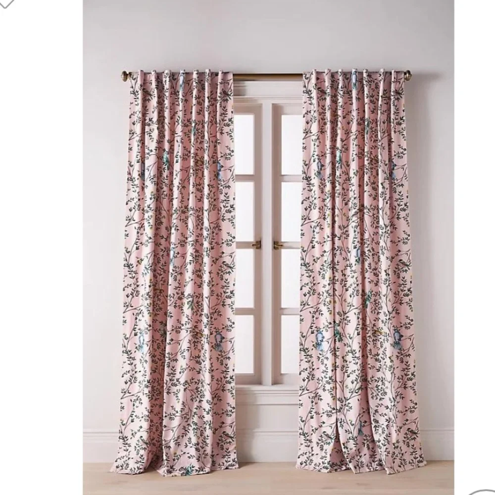 NEW Anthropologie Priyanka Organic Cotton Printed Bird Curtin One panel